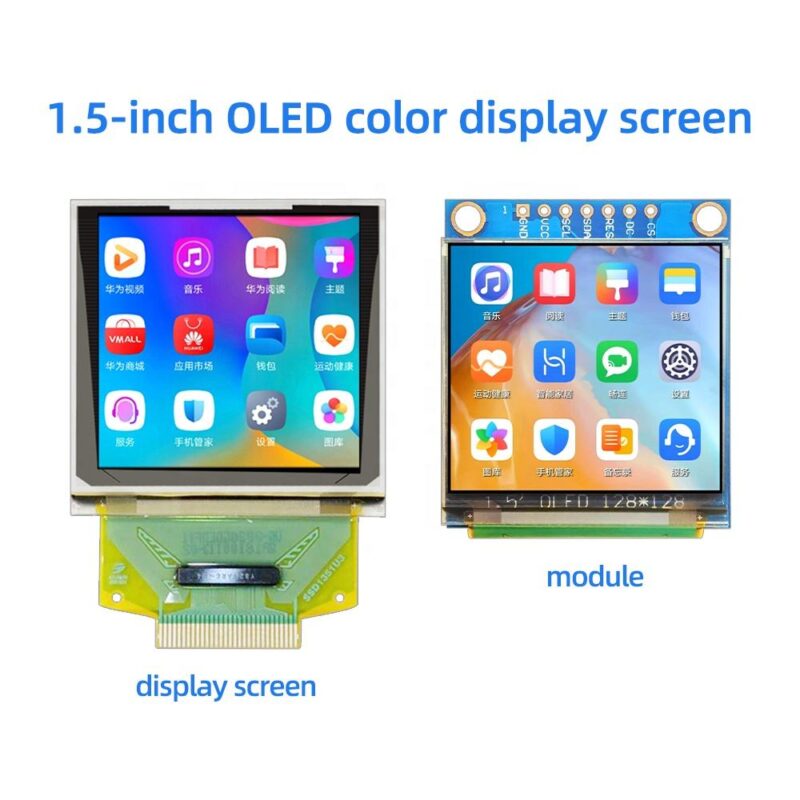 1.5 Inch PMOLED Mini OLED Monitor Screen Board 128x128 Pixel Color 30 Pin I2C Display Module for Arduino Raspberry Pi E-Paper