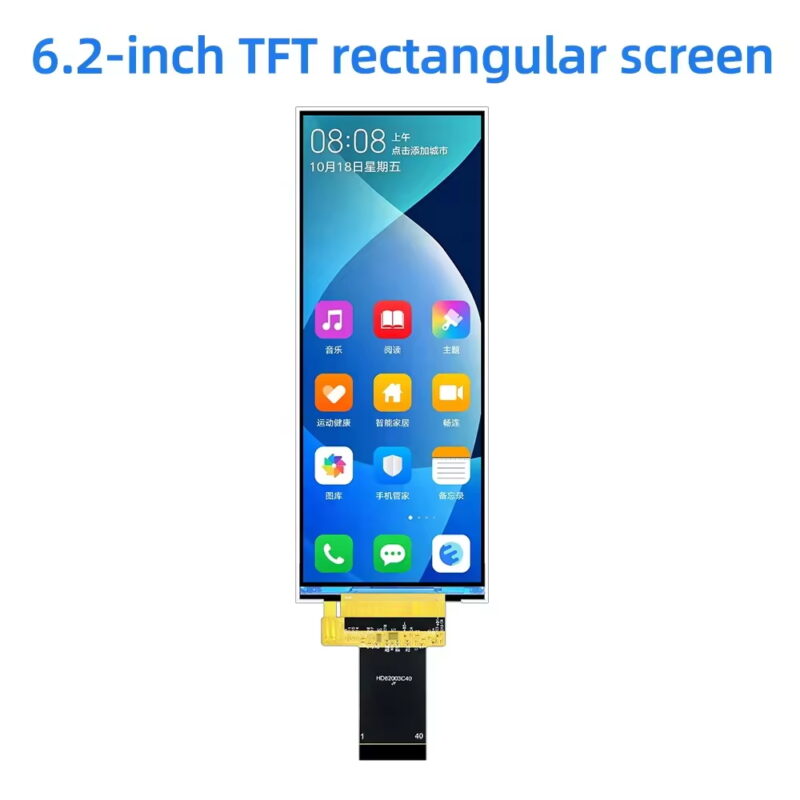 BOE 6.2 Inch 480x1280 SPI3W+RGB18BIT TFT LCD Display Module JD9265T Driver 16.7M All View Angle A-Si Screen