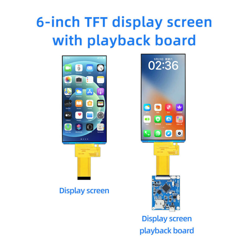 6.0 Inch Square TFT LCD 480x960 3SPI-RGB18 BIT ST7701S With Playback Board