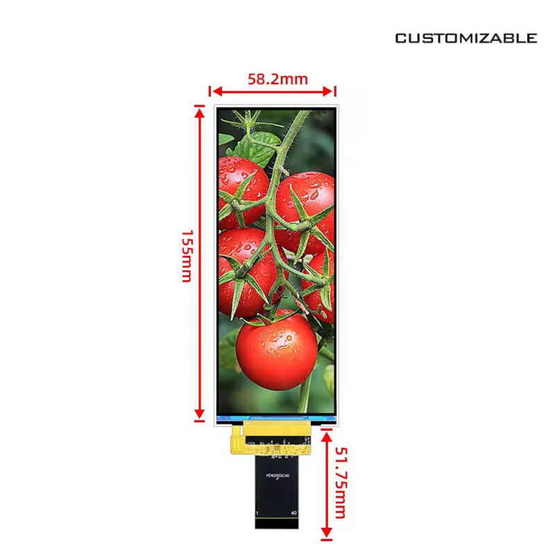 BOE 6.2 Inch 480x1280 SPI3W+RGB18BIT TFT LCD Display Module JD9265T Driver 16.7M All View Angle A-Si Screen